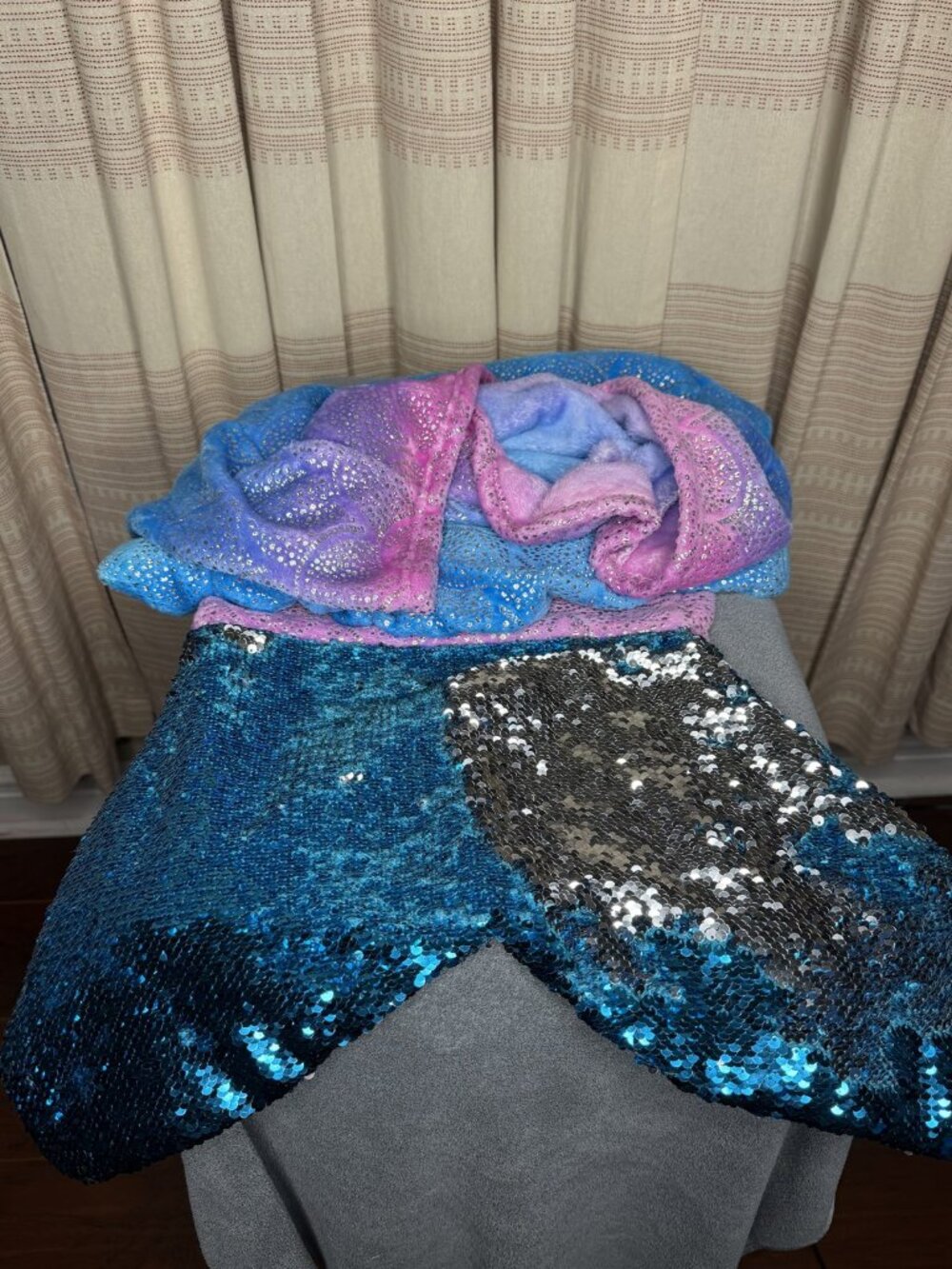 Sequin Mermaid Tail Blanket - Teal & Pink Ombre Flip Sequins Kids One Size